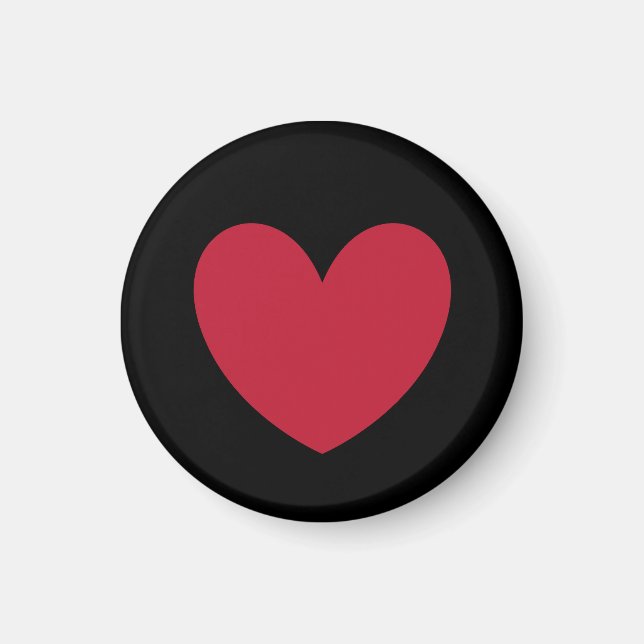 Red heart on black magnet (Front)