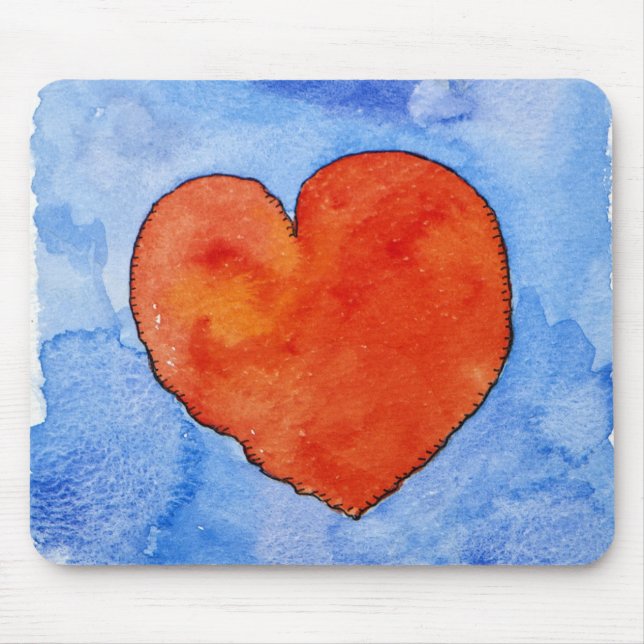 Red heart on blue 2011 mouse pad (Front)