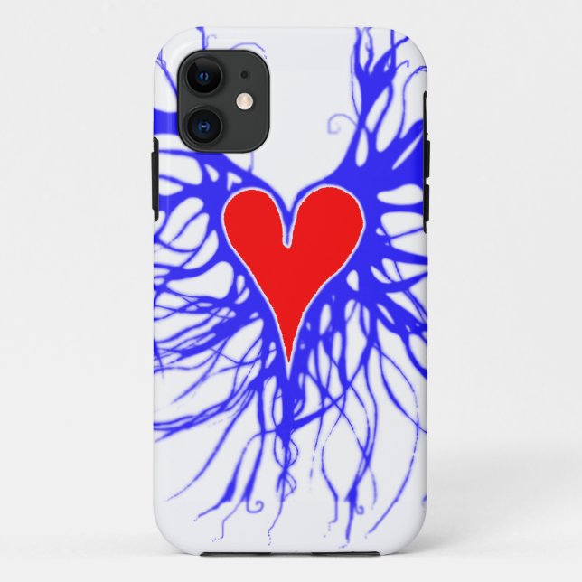 Red heart on blue background Case-Mate iPhone case (Back)