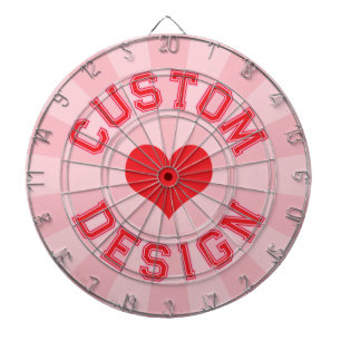 Red Heart on Pastel Pink Colour with your Red Text Dartboard