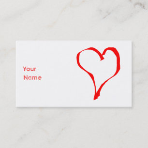 Red Heart on White. Business Card