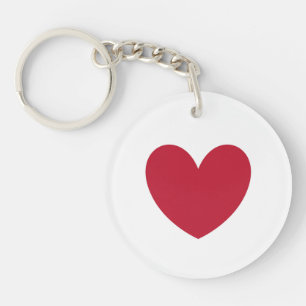 Red heart on white key ring