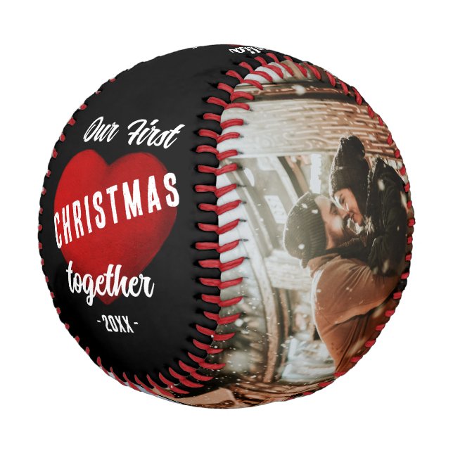 Red Heart Our First Christmas Together 2 Photo  Baseball (Angled)