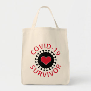 Red Heart Pandemic Coronavirus Covid-19 Survivor Tote Bag