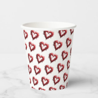 Red Heart Paper Cups