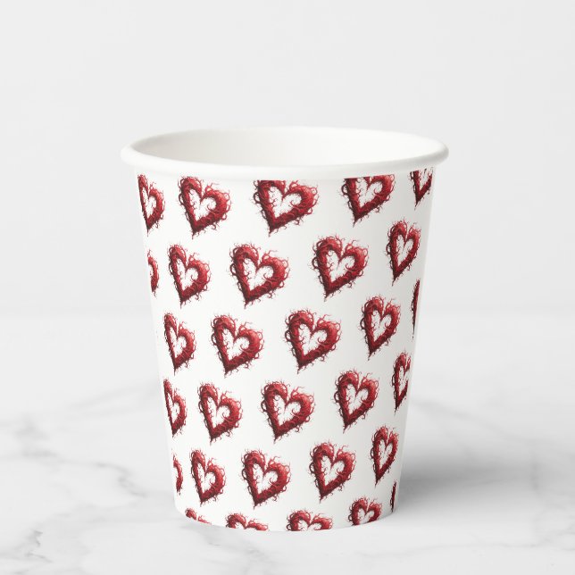 Red Heart  Paper Cups (Front)