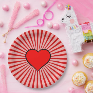 Red Heart Paper Plate