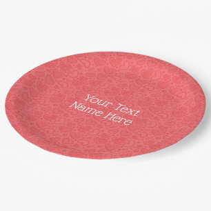 Red Heart Paper Plates Personalised Custom Text
