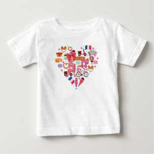 Red Heart Paris Eiffel Macaron baby Custom shirt
