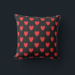 Red Heart Pattern Custom Valentine's Day Weddings Cushion<br><div class="desc">Designed with cute red doodle heart patterns in solid black background. You may change to any background colour as you wish.</div>