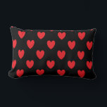 Red Heart Pattern Custom Valentine's Day Weddings Lumbar Cushion<br><div class="desc">Designed with cute red doodle heart patterns in solid black background. You may change to any background colour as you wish.</div>