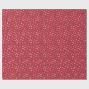 Red Heart Pattern Customized Name Valentin's Day Wrapping Paper