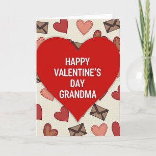Red Heart Pattern Grandma Card