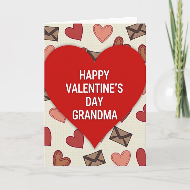 Red Heart Pattern Grandma Card (Front)