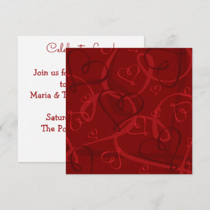 Red heart pattern invitation
