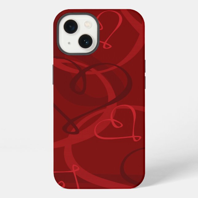 Red heart pattern iPhone case (Back)