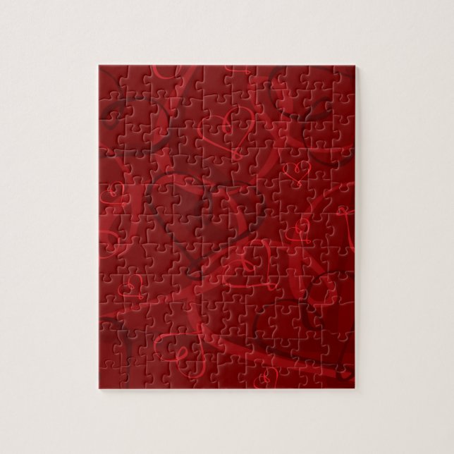 Red heart pattern jigsaw puzzle (Vertical)