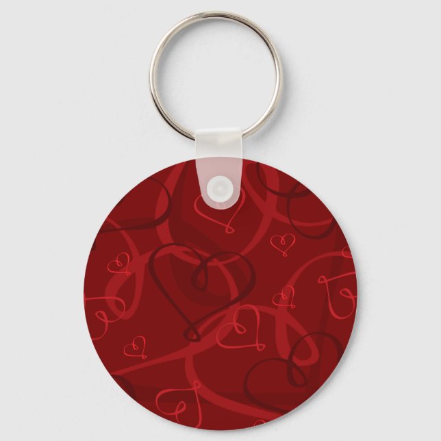 Red heart pattern key ring (Front)