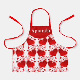 Red Heart Pattern Personalised Valentine's Day  Apron