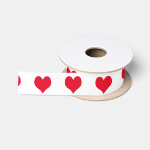 red heart pattern satin ribbon
