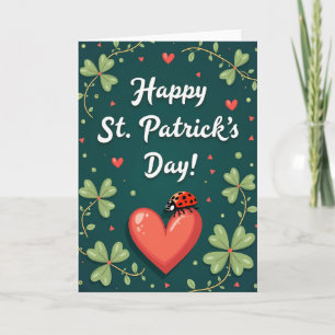 Red Heart Pattern St Patricks Card