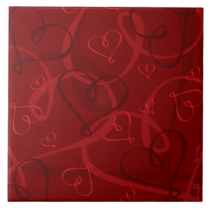 Red heart pattern tile
