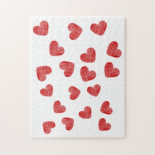 Red Heart Patterned Puzzle (Vertical)