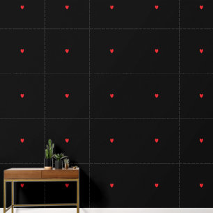 Red Heart Patterns Black Custom Colour Cute Lovely Wallpaper