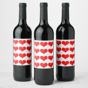 Red Heart Patterns Weddings Valentine's Birthdays Wine Label
