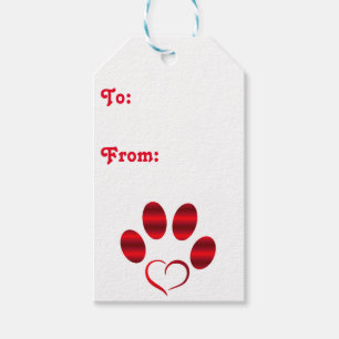 Red Heart Paw Gift Tags