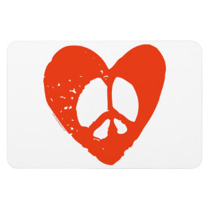 Red Heart Peace Sign Magnet