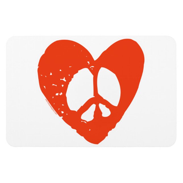 Red Heart Peace Sign Magnet (Horizontal)
