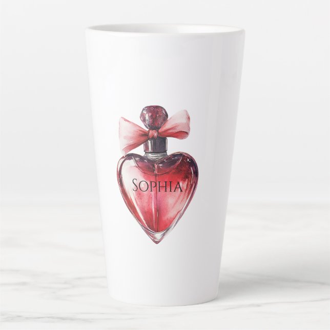 Red Heart Perfume Bottle Latte Mug (Front)