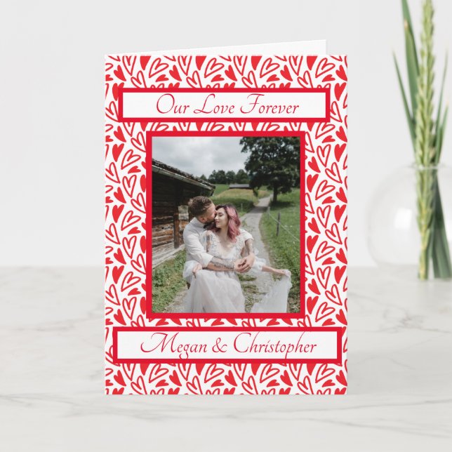 Red Heart Personalised Picture Valentine's Day Holiday Card (Front)