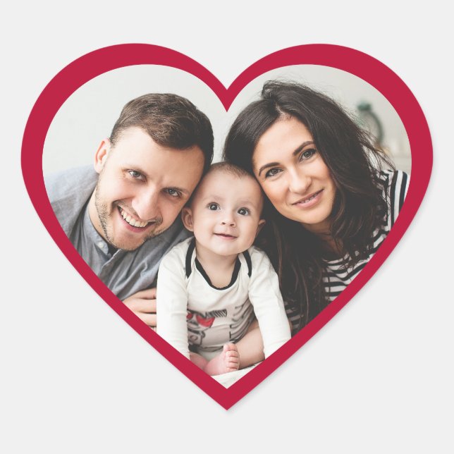 "Red Heart Photo Cut Out Valentine's Day Sticker (Front)