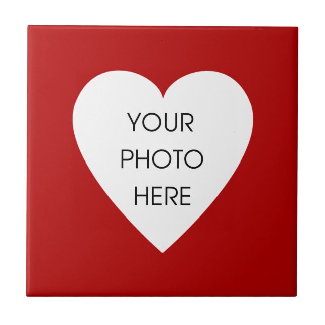 Red Heart Photo Frame Ceramic Tile (Front)