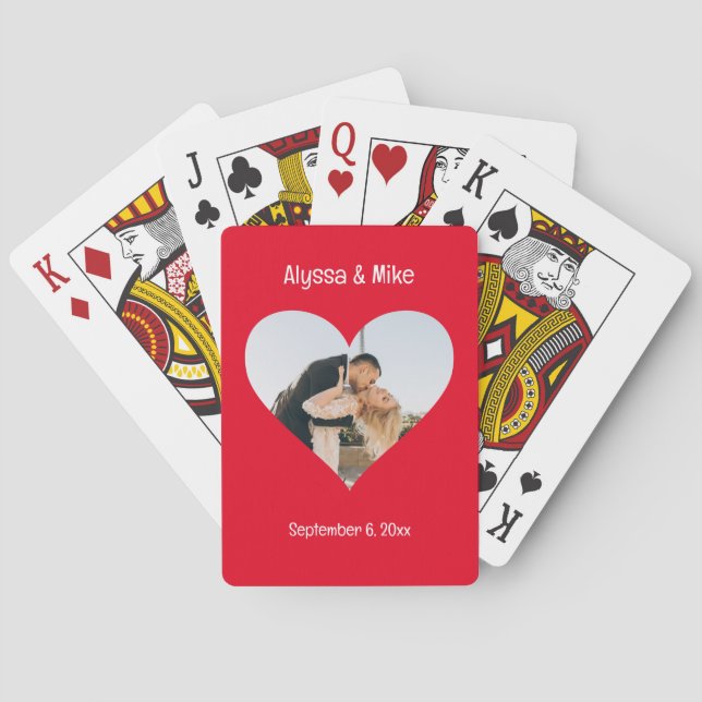 Red Heart Photo in Heart Playing Cards (Back)