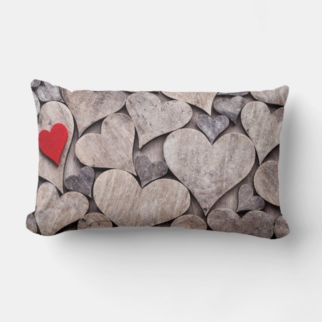 Red heart pillow. Valentines day presents. Lumbar Cushion (Front)