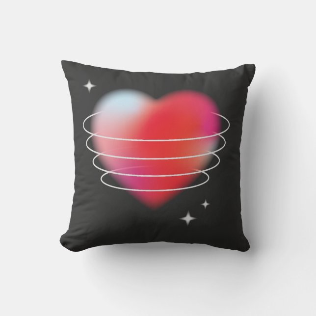 Red heart planet hitech valentine's day cushion (Front)