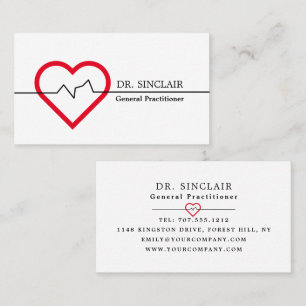 Red Heart Rate Monitor, Medical, Physician Business Card