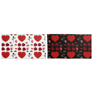 Red heart red flowers garden chic floral foliage pillowcase