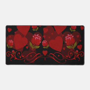 Red heart, red roses for Valentine's day  Desk Mat