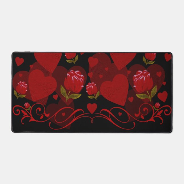 Red heart, red roses for Valentine's day  Desk Mat (Front)