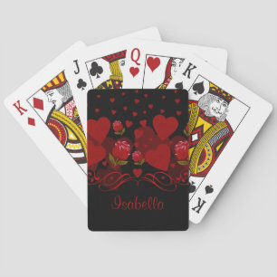 Red heart, red roses for Valentine's day  Playing Cards