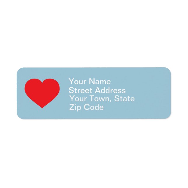 Red heart return address label (Front)