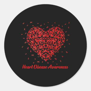 Red Heart Ribbon Heart Disease Awareness Gifts Classic Round Sticker