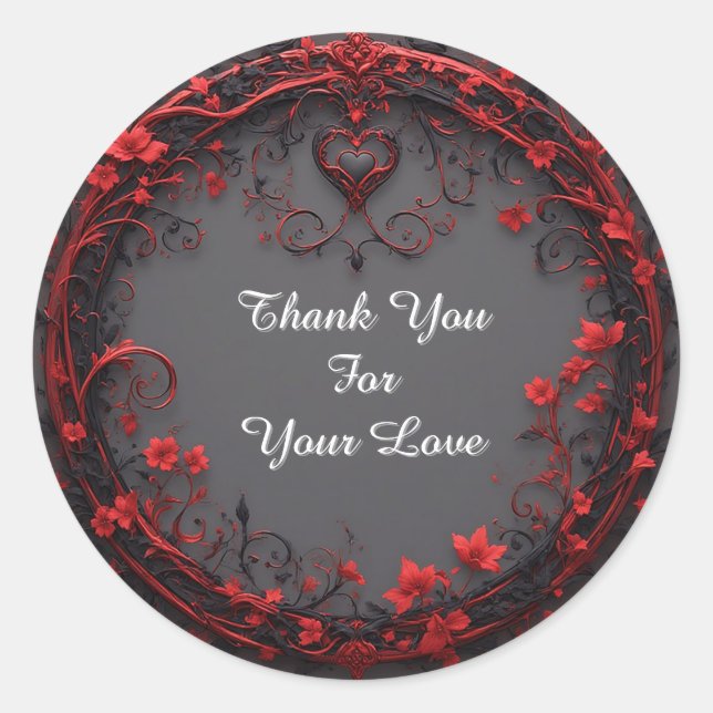 Red Heart Ring Frame With Floating Hearts Classic Round Sticker (Front)