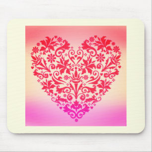 Red heart romantic art mouse pad