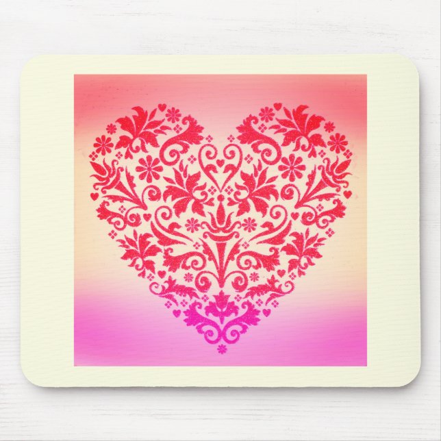 Red heart romantic art mouse pad (Front)