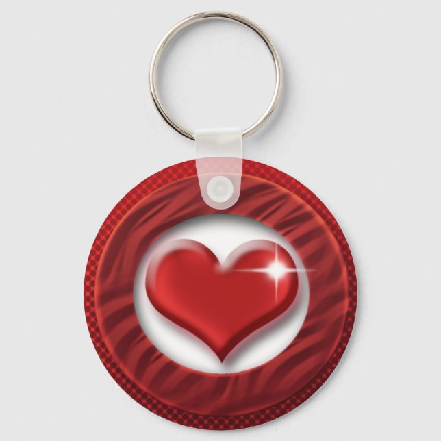 Red heart romantic keychains & keyrings (Front)